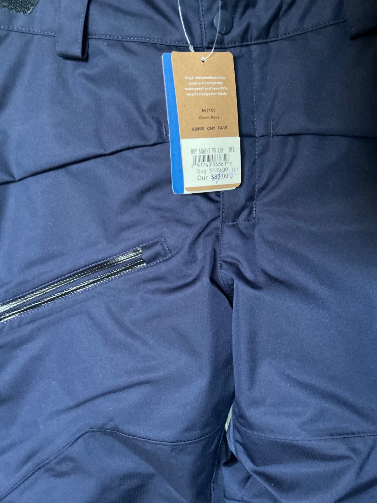 Patagonia Navy blue ski  Boys or Girls  Pants Snow Ski Sled M 10 Hides Dirt!