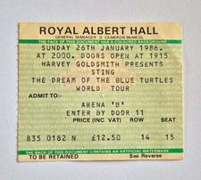 Sting Royal Albert Hall Original Concert Ticket Jan 1986 Dream of  Blue Turtles