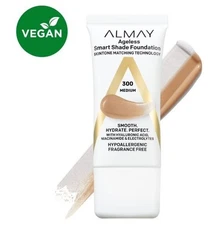Almay Ageless Smart Shade Liquid Foundation Makeup, Hypoallergenic, 300 Medium