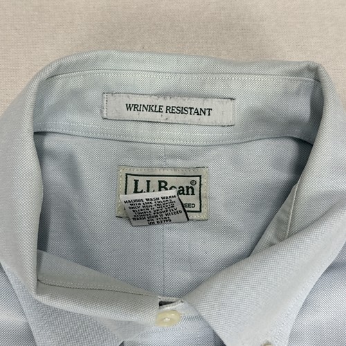 LL BEAN Oxford Shirt Mens Medium 15.5-33 Blue Long Sleeve Button Up Cotton - Picture 6 of 9