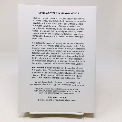 Let Me Tell You and Let Me Go on ARC by Paul Griffiths Proof 2 Novels - Picture 5 of 5