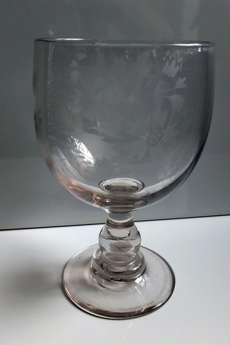 Large Antique Victorian Hand Blown Rummer with etched decoration.