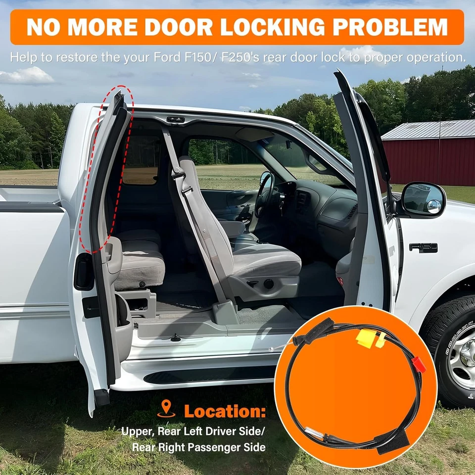 Rear Door Upper Latch Cables for 1997-2003 Ford F150, 2004 F150 Heritage, 97-99 - Image 2 of 4