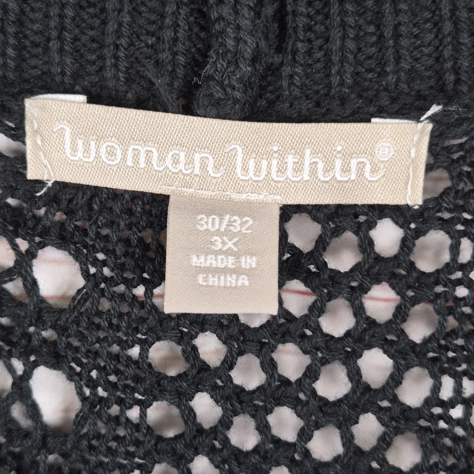 Женщина в плюс размер 3 X 30/32 черный крючком коротким рукавом открытый кардиган офиса - Изображение 4 из 4