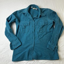 L.L. Bean Shirt Womens 10 Blue Chamois Cloth Button Up Flannel Made In USA