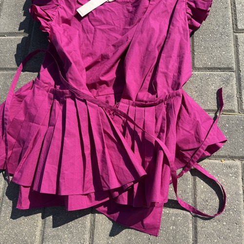 Top envolvente Rebecca Taylor Peplum Fushia diseñador volantes sin mangas talla 6 nuevo con etiquetas $225 - Imagen 4 de 14