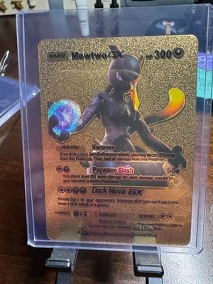 2020 Pokemon Mewtwo GX HP 300 Recover Gold Foil Finish Fan Art