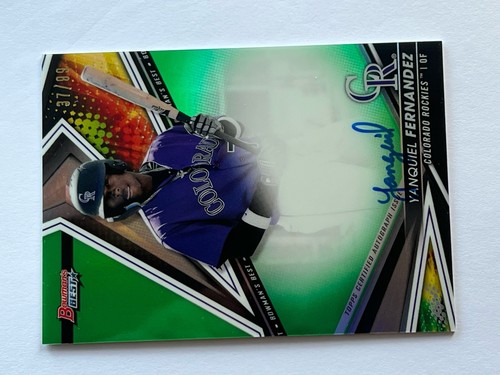 2022 Bowman's Best Yanquiel Fernandez Green Refractor Auto /99 Colorado Rockies - Bild 5 von 9