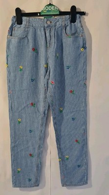 Mini Boden Mädchen marineblau Streifen Jeans bestickt Alter 11 Jahre brandneu G6