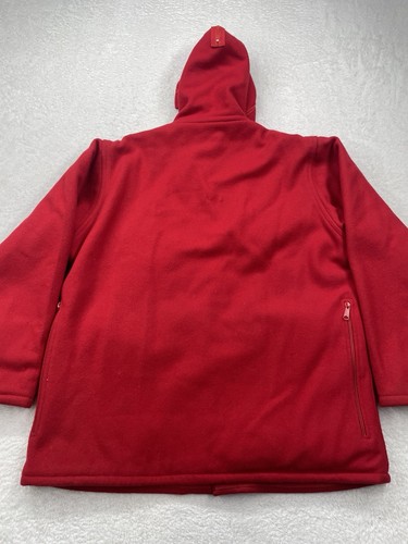 Vintage Johnson Woolen Mills Jacket Size L Red Hood Quilt Lining Wool Vermont - Picture 10 of 11