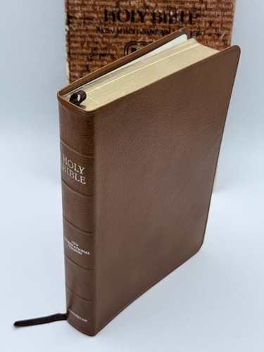 The Holy Bible NIV 1978 Zondervan Brown Genuine Cowhide Leather Custom Indexed - Picture 4 of 12