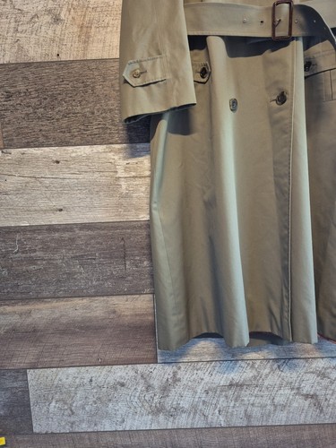 Gabardina vintage para damas *AQUASCUTUM Aqua 5* caqui con cinturón Reino Unido 8R - Imagen 3 de 19