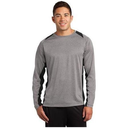 Men's Long Sleeve Heather Colorblock Contender Tee - Picture 5 of 31