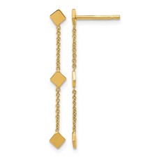 14k Yellow Gold 31x3.75mm Leslie's Diamond-shaped Disk Dangle Post Earrings
