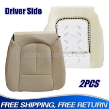 Driver Bottom Leather Seat Cover Tan & Foam Pad Cushion For 2009-2014 Ford F-150