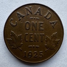 CANADA 1925 ONE CENT GEORGE V BRONZE KM# 28 1925 CANADA 1C NICE QUALITY