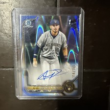 2022 Bowman Chrome Antonio Pinero 1st RC Auto Blue Wave Refractor 114/150 Brewer