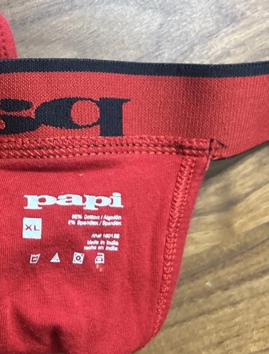 Papi Men’s Thong XL Red Cotton G String Pappi SEXY Thick Band - Picture 4 of 6