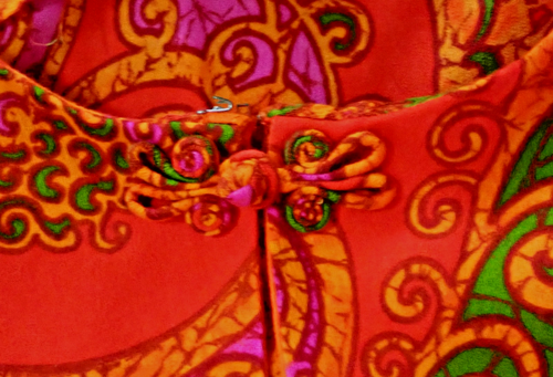 Lauhala Hawaii MCM Mod 60's Maxi Dress Sz 14 Tropical Paisley Print Back Panels - Picture 6 of 19