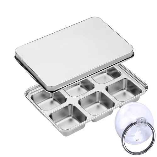 Ice Cube Trays, Stainless Steel Lid Ice Cube tray with Suction Cup Super Easy...