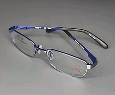 PUMA PU15409 GU Blue / Silver Full Rim Metal Eyeglass Frame 49/17/130