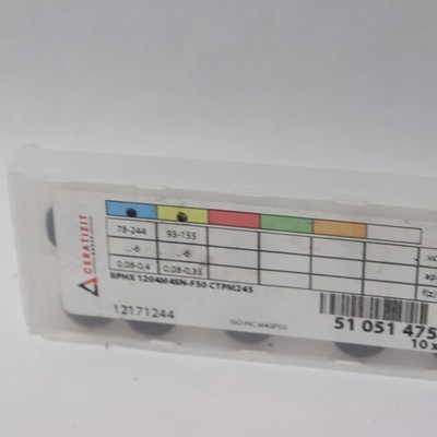 (10-Pk) Ceratizit Milling Insert Carbide RPHX 1204M4SN-F50 CTPM245