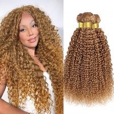 Wokieaee Curly Human Hair Bundles, Color Blonde 27 C 150g, Size 18 20 22