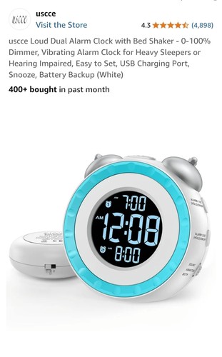USCCE White Sonic Bomb Loud Dual Alarm Clock with Bed Shaker - Picture 4 of 4
