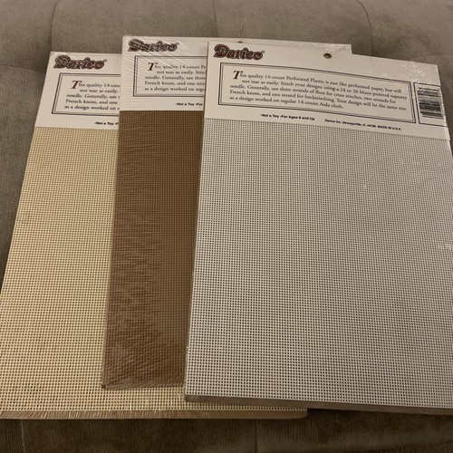 Darice 14 Count Perforated Plastic 8.25x11 White Brown Ivory 2 sheet packs Lot 3 - Picture 2 of 2
