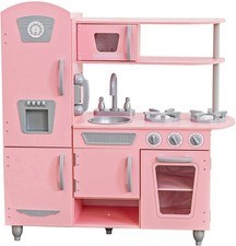 KidKraft Pink Vintage Toy Kitchen Wooden Play Set Retro Fridge. New rrp £159.99