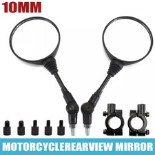 Universal 10mm Round Motorcycle Rearview Rear View Side Mirrors With Adapter 2x