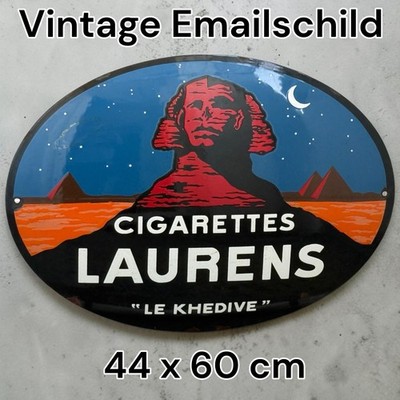 Vintage Alt LAURENS CIGARETTE Emaille Reklame Schild Enamel Plaque Sign Émaillée