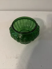 1960s Vintage Olive Green Crackle Glass Vase 5-inch