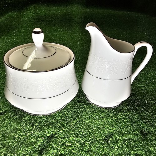Vintage Premiere Fine China Lamar Sugar and Creamer Set G9052 Platinum Japan - Picture 1 of 11