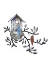 Stylish Metal Leaf Wall Decor with Birds Outdoor Wall Art 11 81 x 10 63 inches