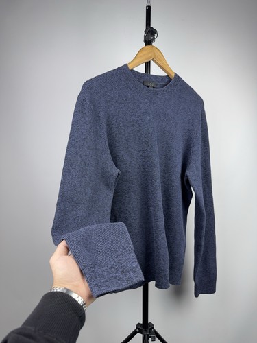 Suéter de punto pesado de mezcla de lana texturizada azul marino COS de lujo para hombre talla L - Imagen 5 de 12