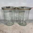 Set of 2 Weck Canning Jars Rundrand Glas 100 Germany With Lids Gaskets Clips