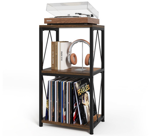 3-Tier Record Player Stand with Vinyl Record Storage, Turntable Stand Record ...