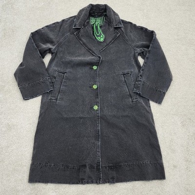 Levis' Women XS / S Barbie Ferreira Denim Dress Long Coat Raw Hem Black