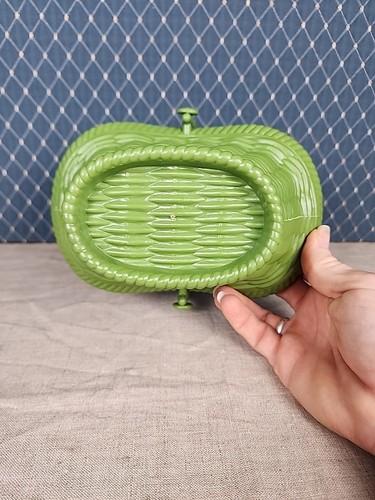 Vintage Regaline Easter Basket Hard Plastic Green Mini Made In USA #415 - Foto 5 di 12