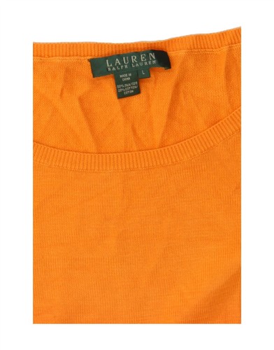 RALPH LAUREN Womens Boat Neck Jumper Sweater UK 16 Large Orange Silk NK02 - Picture 4 of 4