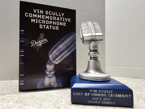 Vin Scully Los Angeles Dodgers MLB 2017 SGA Microphone Statue NIB Ring Of Honor - Picture 1 of 15