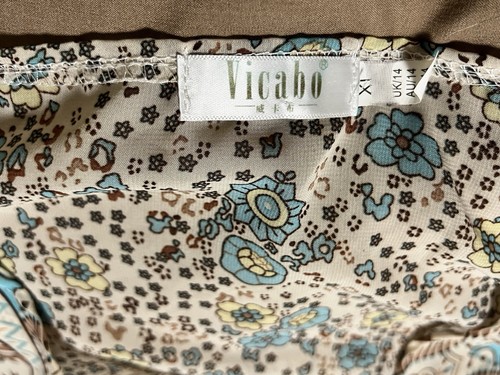 Vicabo XL, Floral, Midi Dress, Button Down, Festival Peasant, Drawstring, Chic - Picture 4 of 5