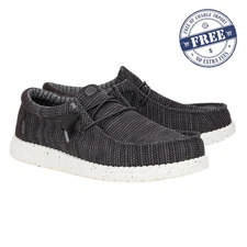 Men's Hey Dude Wally Stretch Sox Loafer Shoes Lightweight Black/White M Size US