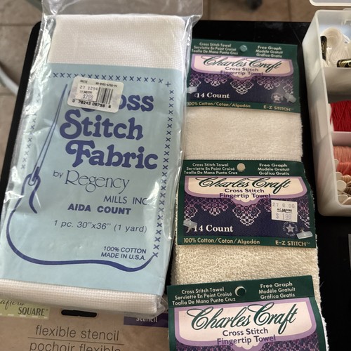 Huge Lot Cross Stitch & Embroidery Supplies Patterns Hoop Thread Fabric Stencils - Picture 2 of 13
