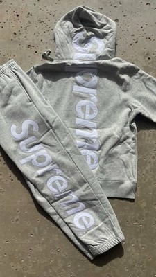 Supreme Men's Tracksuit Set S Black Gray Red Hooded Sweatshirt