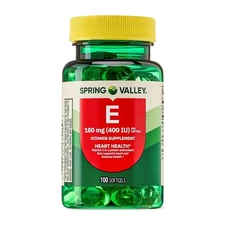 Spring Valley Vitamin E Dietary Supplement Softgels for Heart Health, 180 mg