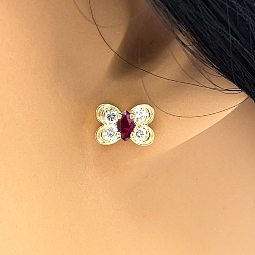 Van Cleef und Arpels Ohrringe Rubin und Diamant Schmetterling - Bild 2 von 4