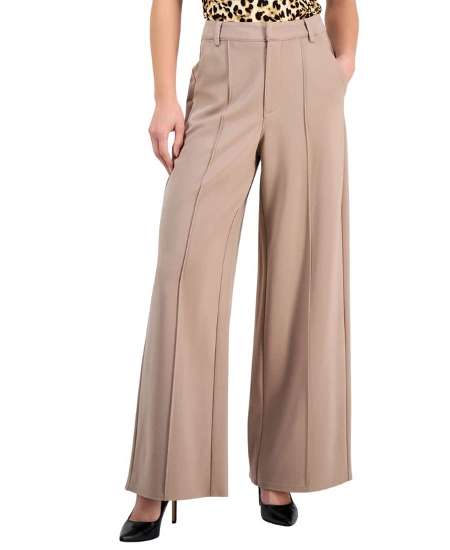 Pantalones ponte Bar III para mujer Petite con costuras de pierna ancha Foto 2 de 4