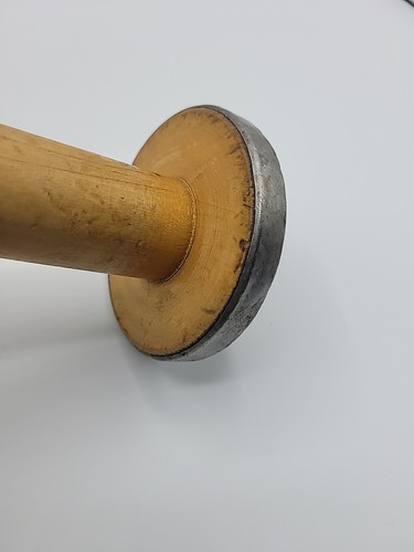Bobina Bobina Tessuto Legno Vintage Cerchi Metallo Primitivo Circa 7 1/8" Alta - Foto 17 di 18